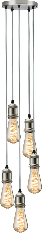 Knightsbridge Lighting Knightsbridge Calla - 230V E27 Vintage 5 Light Pendant - Brushed Chrome - CALVI5PBC