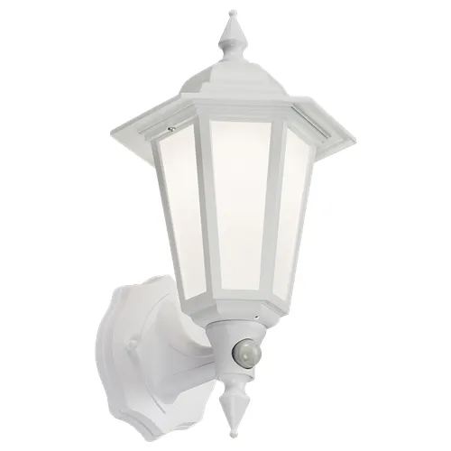 KnightsBridge 230V IP54 LED Wall Lantern with Pir - White