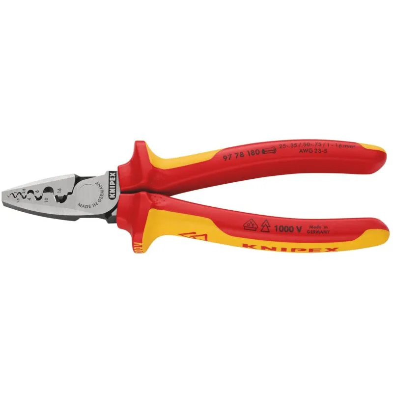 Knipex 97 78 180 SB Vde 180mm Insulated Crimping Pliers For End Sleeves