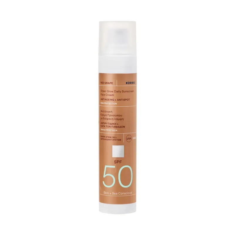 Korres Red Grape Sheer Glow Finish Daily Sunscreen Face Cream Spf 50 5