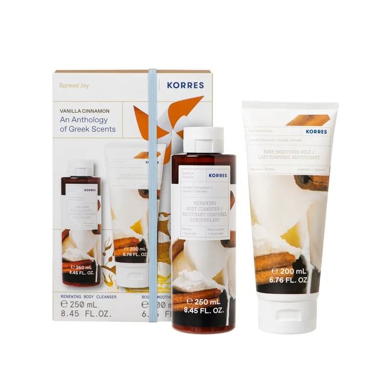 Korres Vanilla Cinnamon Shower Gel 250ml & Body Milk 200ml Set
