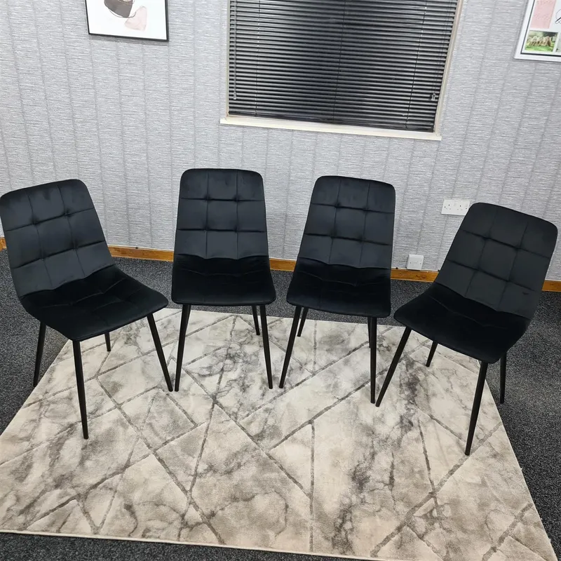 Kosy Koala Dining Chairs Set of 4 Black Velvet Kitchen chairs Black