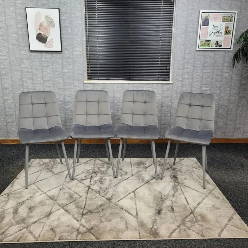 Kosy Koala Dining Chairs Set Of 4 Tufted Chairs Velvet Chairs Seats in Grey Grey