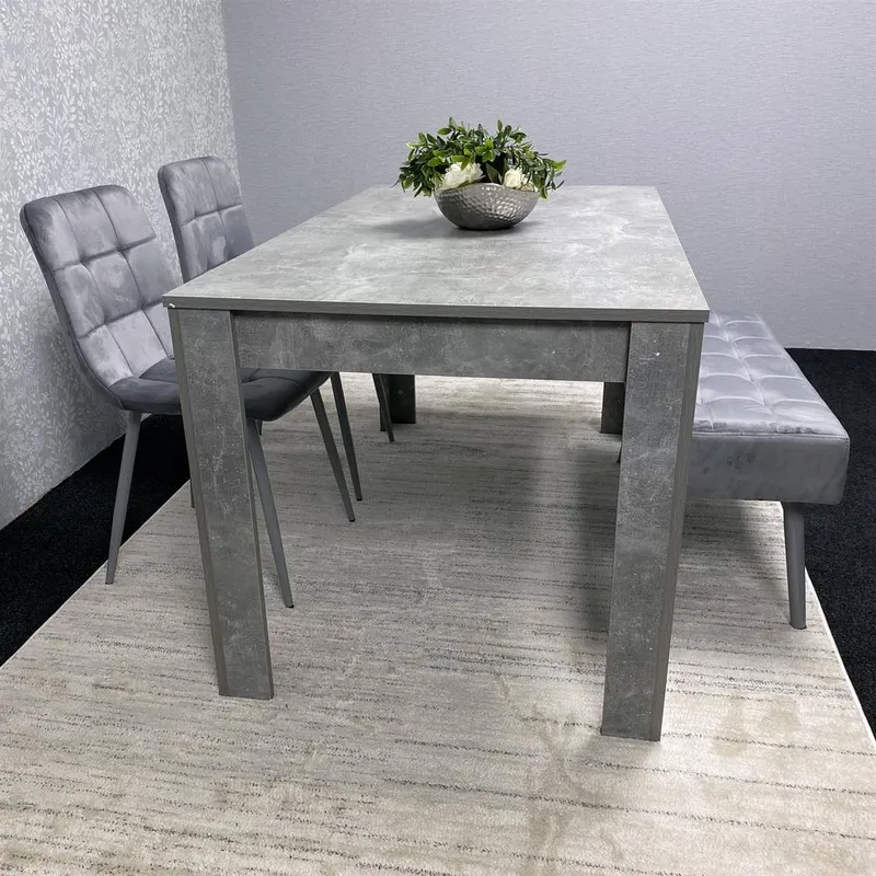 Kosy Koala Grey Wooden Dining Table Set with 2 Grey Chairs & 1 Bench Grey
