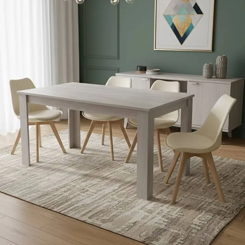 Kosy Koala Modern Dining Table Set with 4 Cream Chairs Dining Furniture Cream