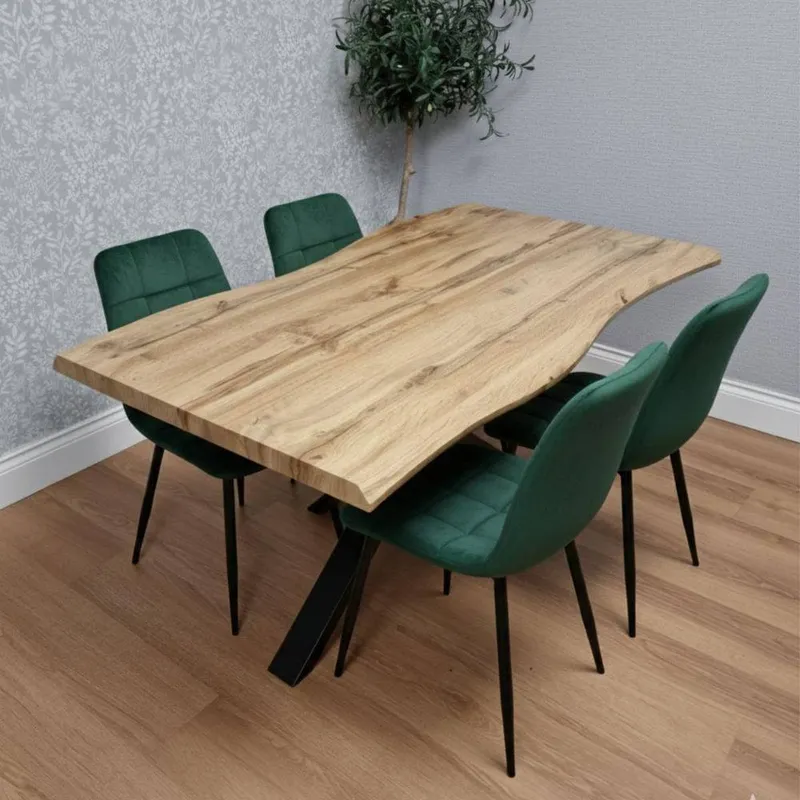 Kosy Koala Unisex Modern Dining Table w/ 4 Green velvet tuffted Chairs Green female