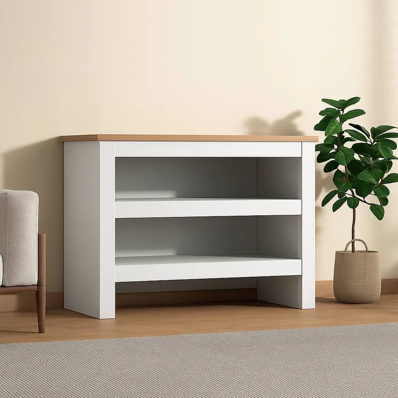 Kosy Koala Open Shoe Rack - Two-Tier Storage Shelf with Wooden Top