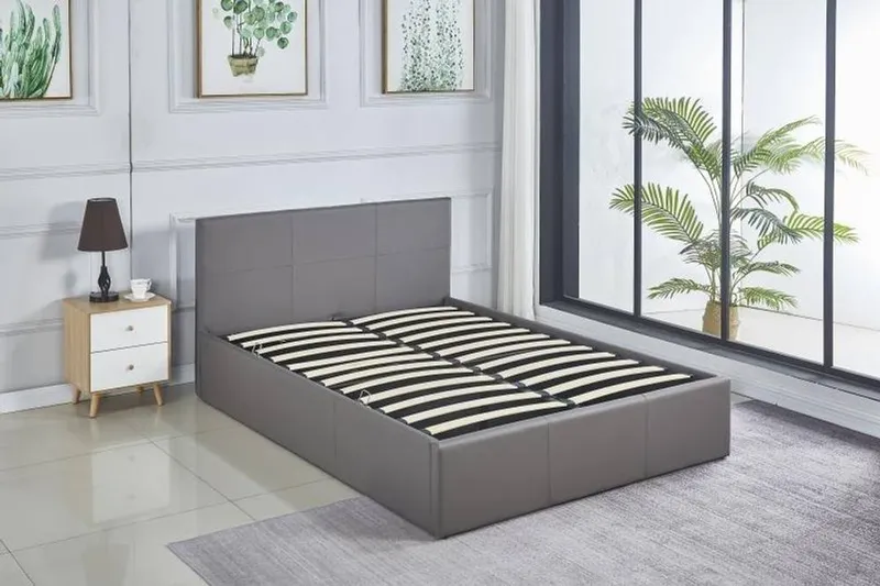 Kosy Koala Ottoman Storage Grey Faux Leather Bed Side Lift 3ft Single Bed Frame Grey