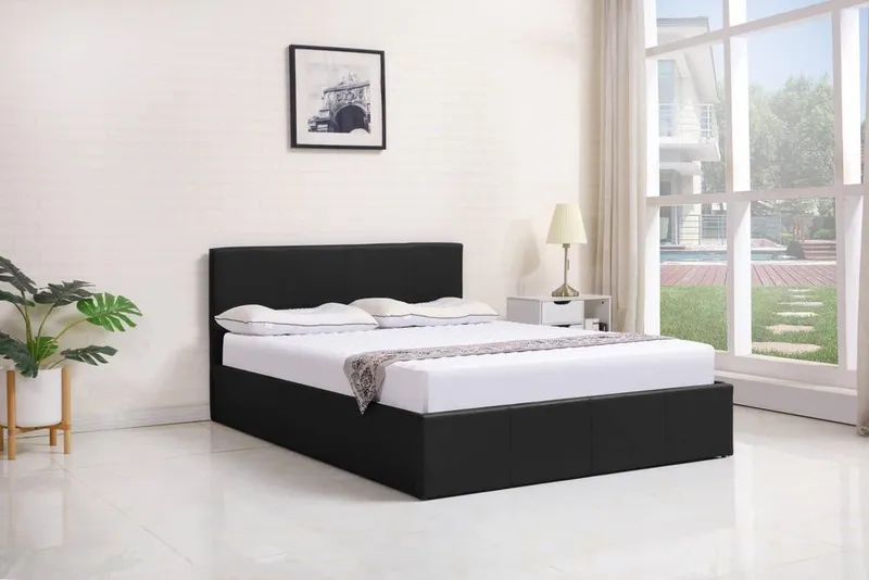 Kosy Koala Unisex Ottoman Storage Leather Bed Side Lift Single Bed in Black Black One Size female