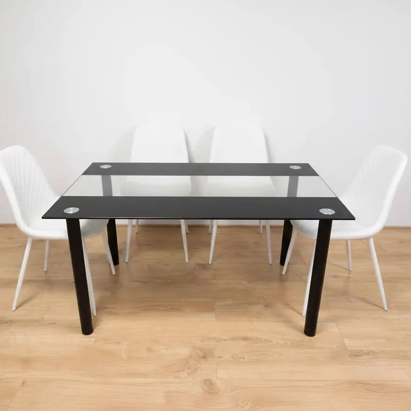 Kosy Koala Black Clear Glass 4 Gem Pattern Faux Leather padded white Chairs - White