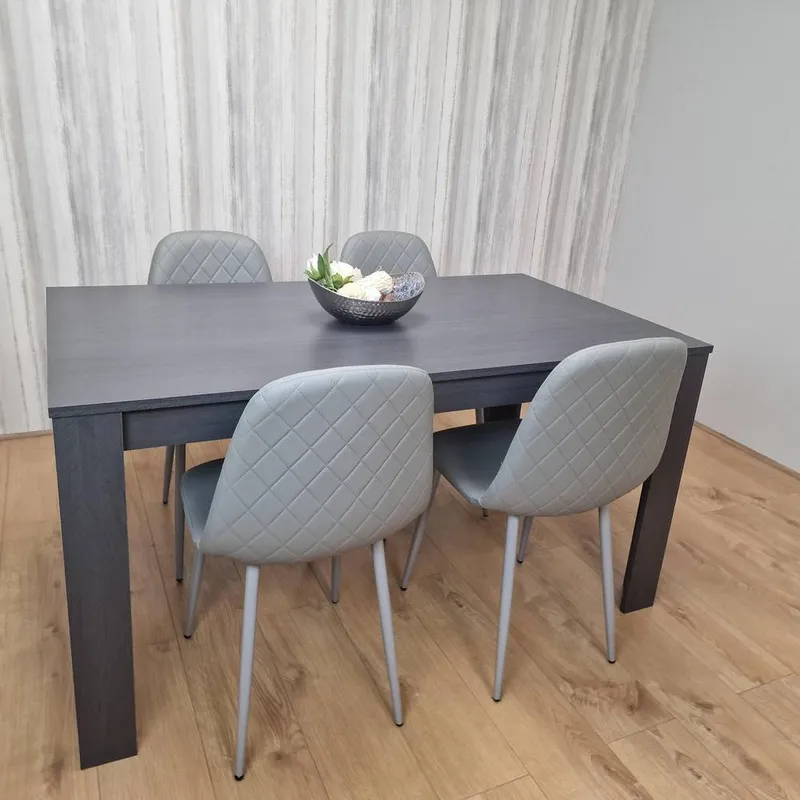 Kosy Koala Unisex Dark Grey Dining Table w/ 4 Grey Padded Chairs Kitching Dining Set Dark Grey female