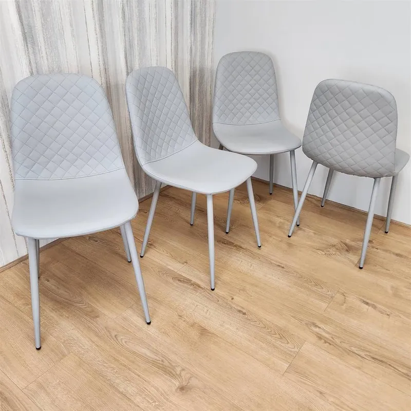 Kosy Koala Dining Chairs Set of 4 Grey Leather Kitchen Chairs - Grey