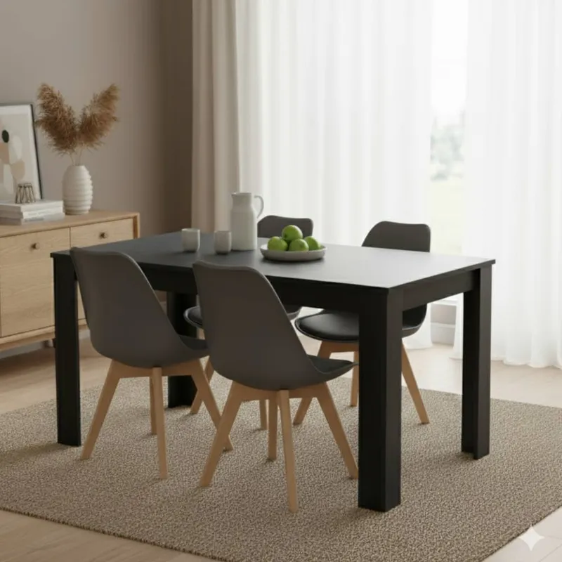 Kosy Koala Unisex Dining Table Set w/ 4 Chairs Modern Dining Furniture in Charcoal Charcoal One Size female