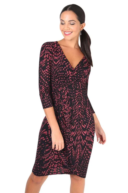 Krisp Women's Snakeskin Print Cross Over Midi Dress in Red Size: 8 - Red