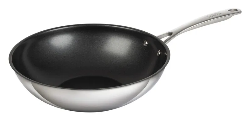 Kuhn Rikon Allround Stainless Steel Non-Stick Wok, 24cm in Silver Silver