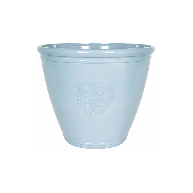 La Hacienda 45cm Large Eden Emblem Plant Pot - Plastic - L45 x W45 x H38 cm - Blue Blue