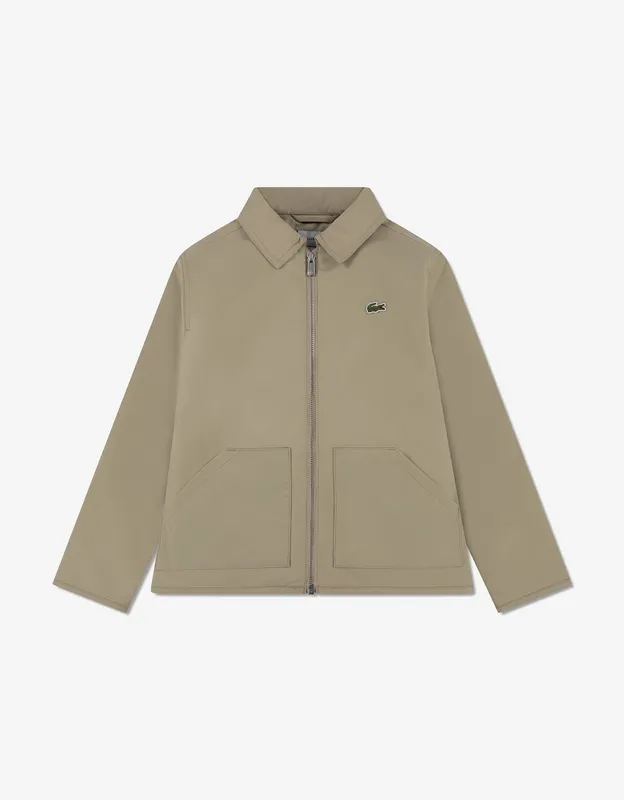 Girl's Lacoste Kids Patch Pocket Jacket in Beige - Cream - Size: 14 years