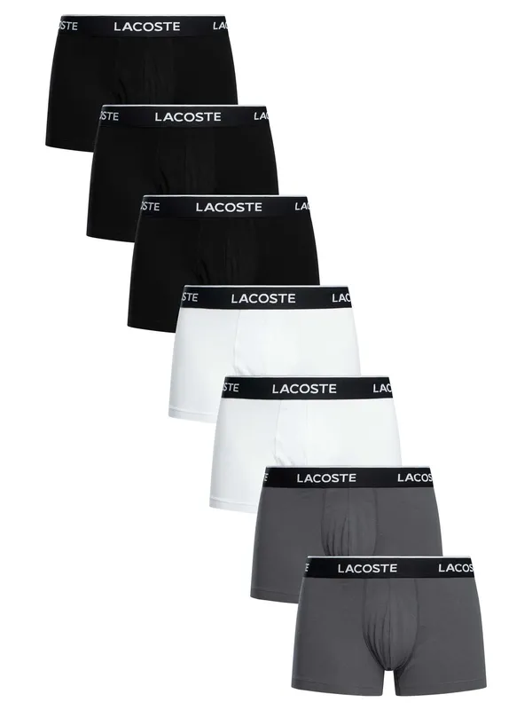 Lacoste 7 Pack Trunks - Grey/White/Black - Male - Size: L