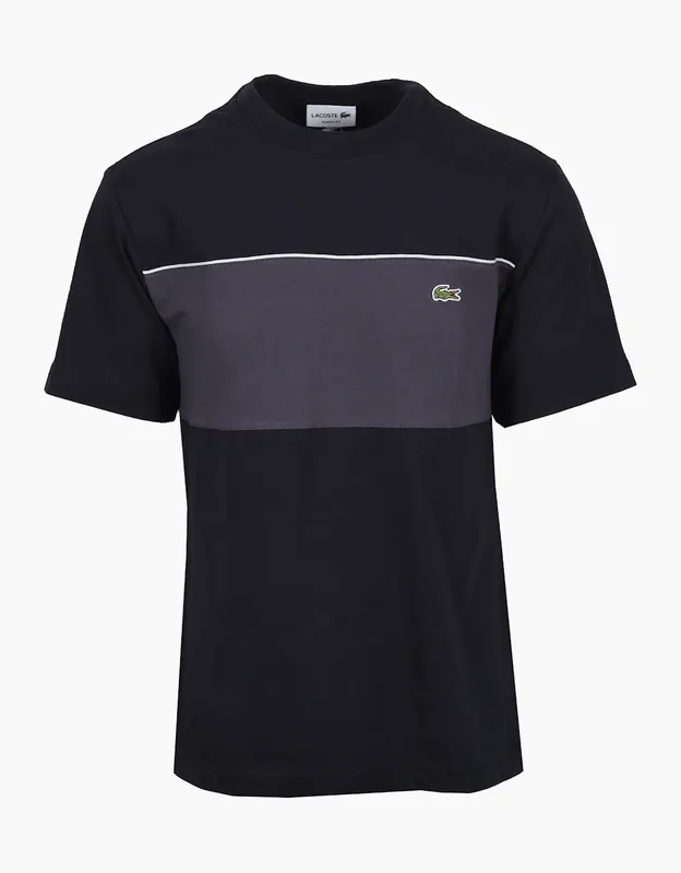 Men's Lacoste Crew Neck T-Shirt Navy/Grey - Size: 44