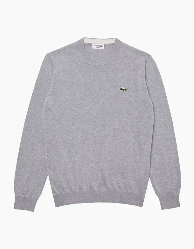 Men's Lacoste Men's Grey Cotton Crew Neck Knit - Size: 44