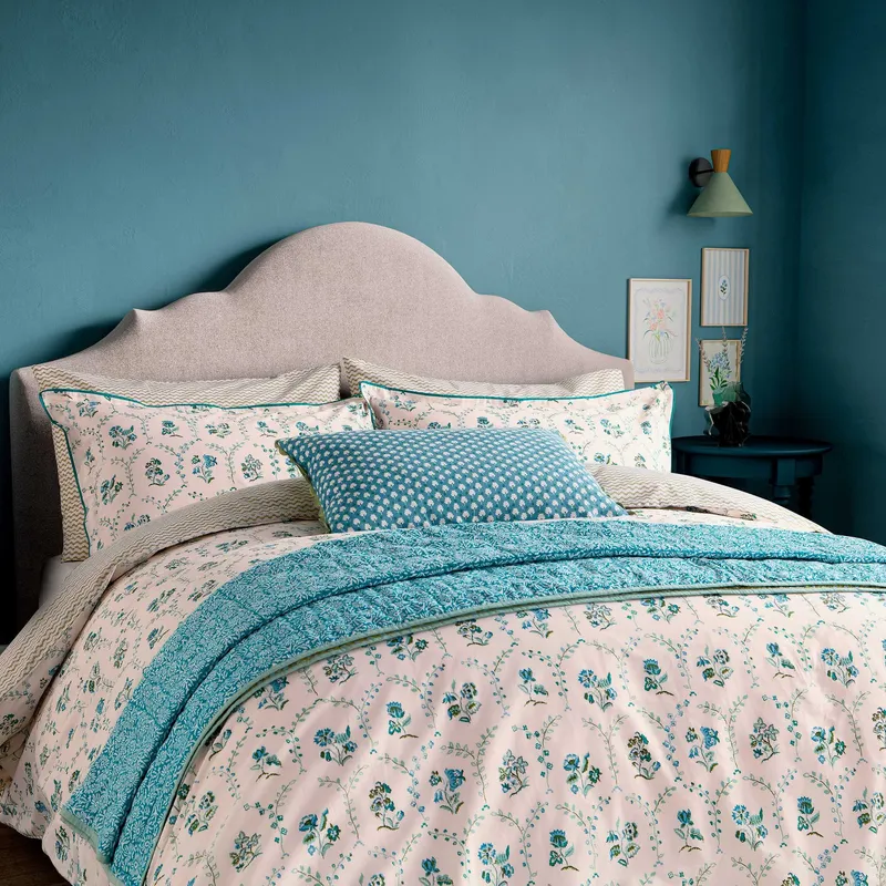 Land & Shore Ella's Cross Stitch Single Duvet Cover Set, Green