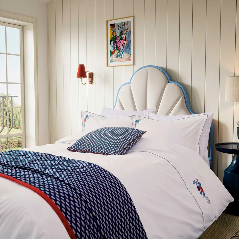 Land & Shore Fia Double Duvet Cover Set, Blue/Red