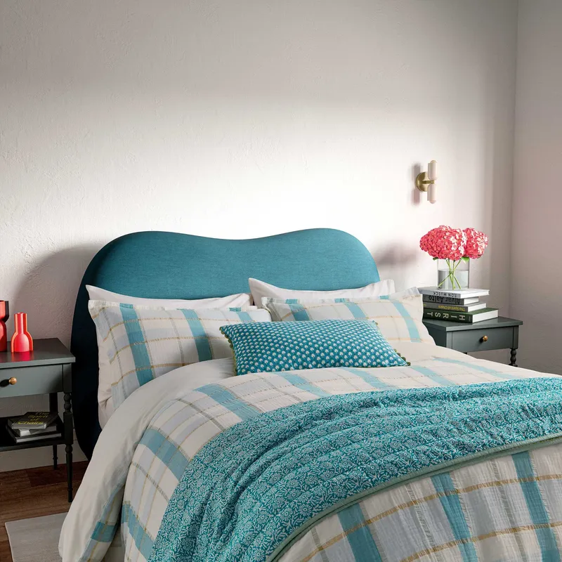 Land & Shore Rathlin Check Kingsize Duvet Cover Set, Green