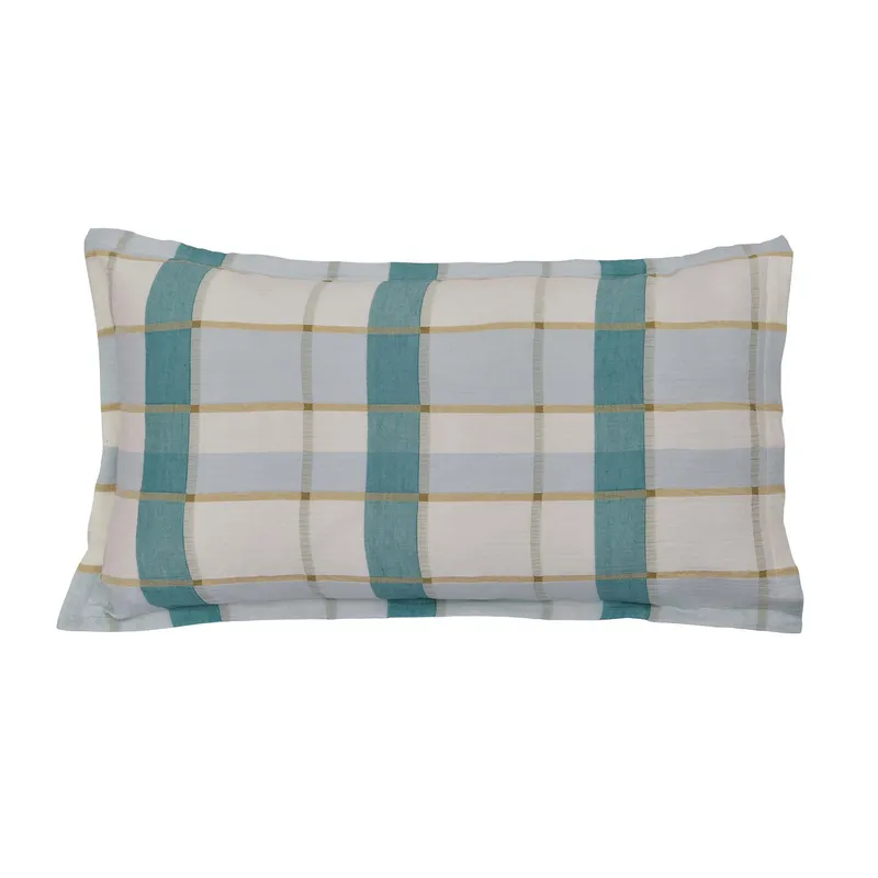 Land & Shore Rathlin Check Pair of Oxford Pillowcases, Green