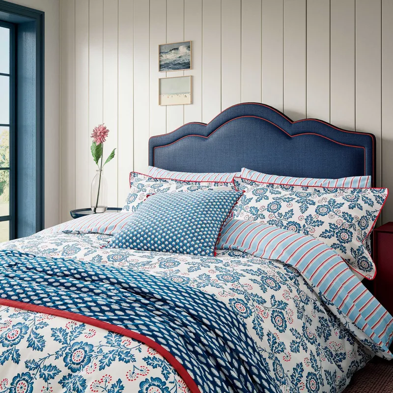 Land & Shore River Double Duvet Cover Set, Blue/Red
