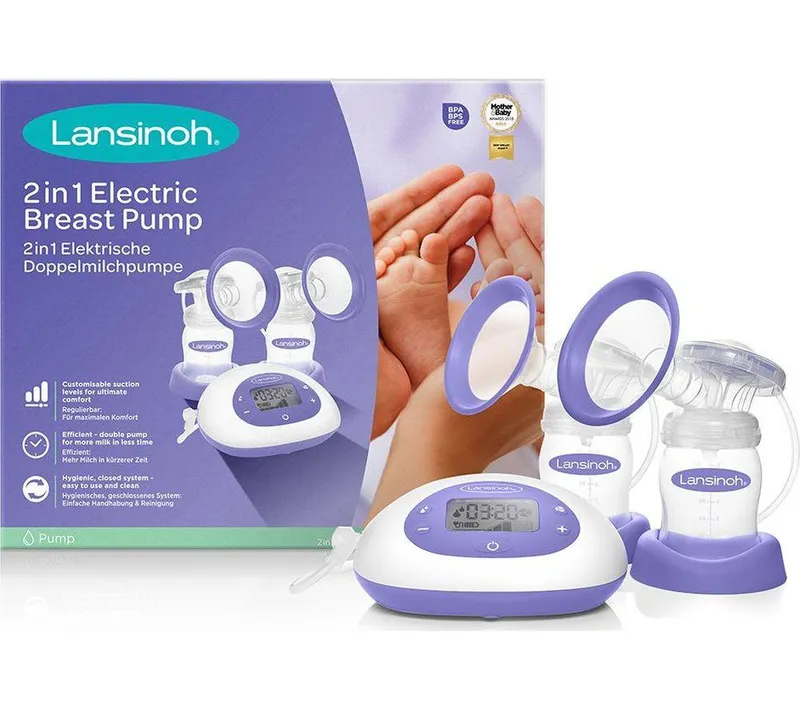 Lansinoh 2 in 1 Breast Pump - White & Purple