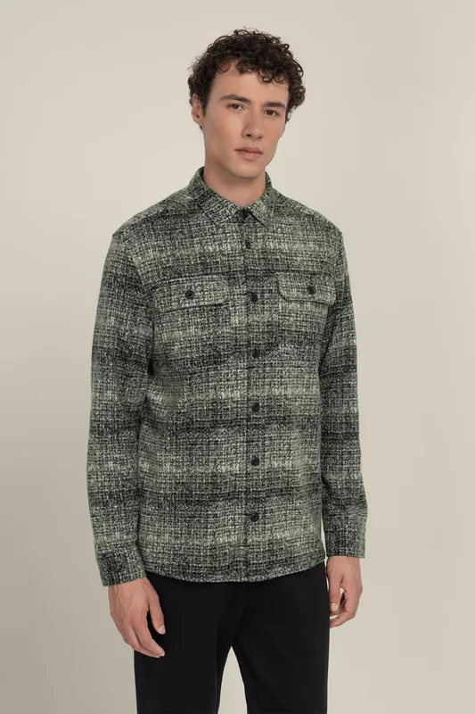 Larsson & Co Dragor Mens Shadow Check Jersey Casual Overshirt