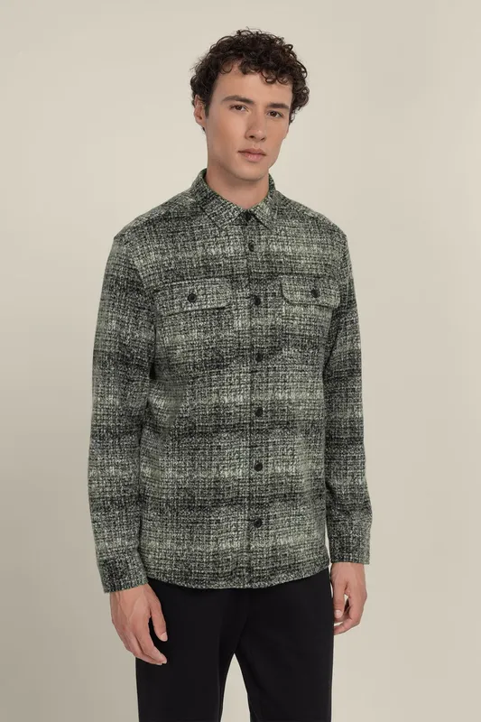 Larsson & Co Dragor Mens Shadow Check Jersey Casual Overshirt