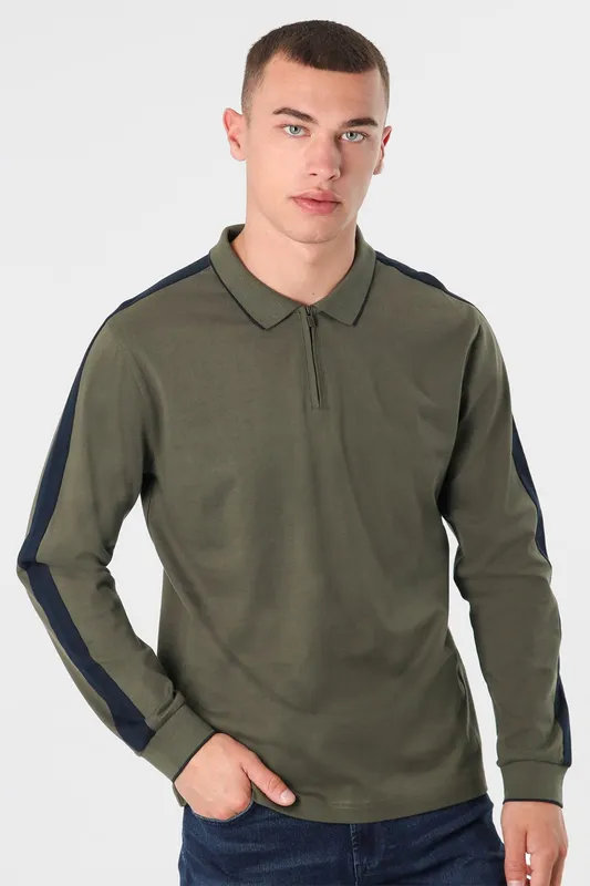 Larsson & Co Mens Panel Long Sleeve Polo