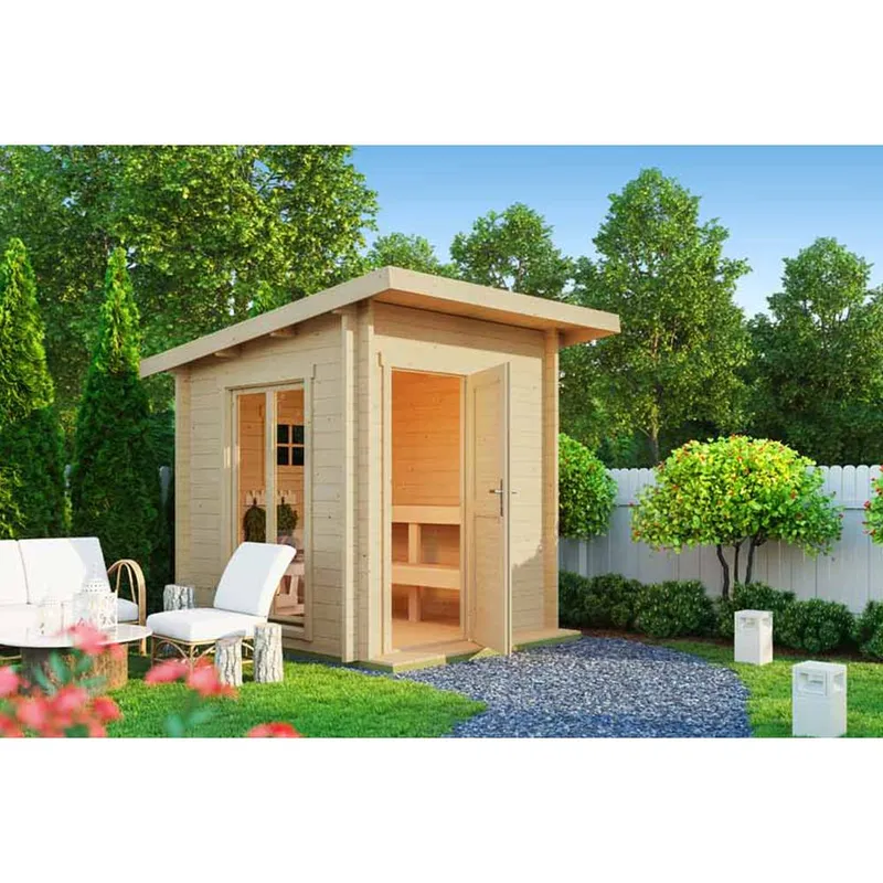 Lasita Maja Lasita 7 x 7 Ft. Pent Roof Sauna Cabin With Tempered Double Glazed Windows (44mm)
