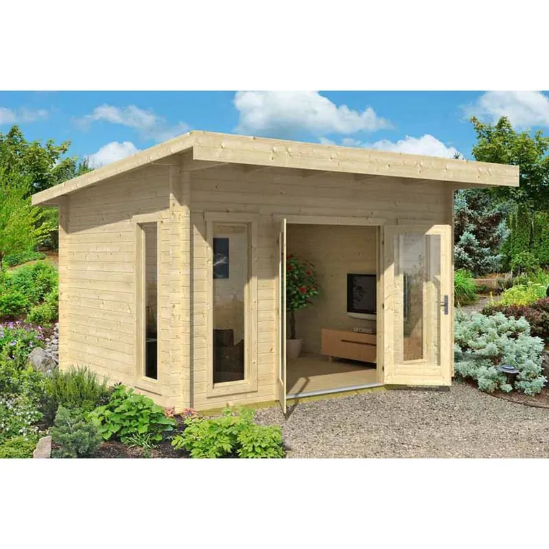 Lasita Maja Ltd Barbados 3 70mm UK-Log Cabin, Home Office - L459xW419xH241.94 cm in Light Tan Light Tan