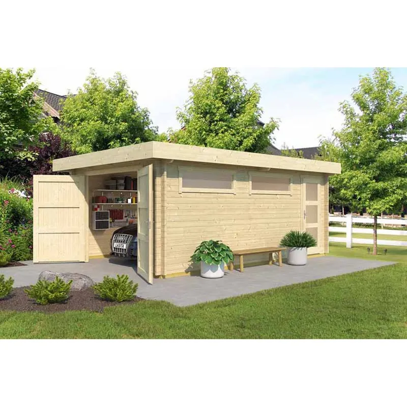 Lasita Maja Ltd Canberra + door-Log Cabin, Garden Room, Home Office - L422.7xW600 cm in Beige Beige