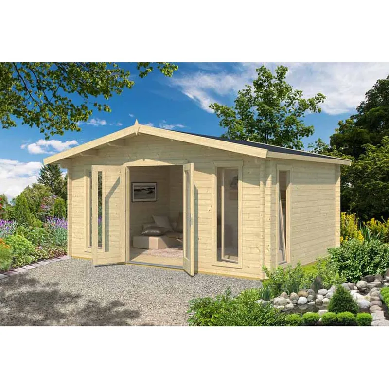 Lasita Maja Ltd Elgin 44 w/o doors + Elgin 44 Sgc-Log Cabin - L527.9xW430xH267.9 cm in Light Tan Light Tan