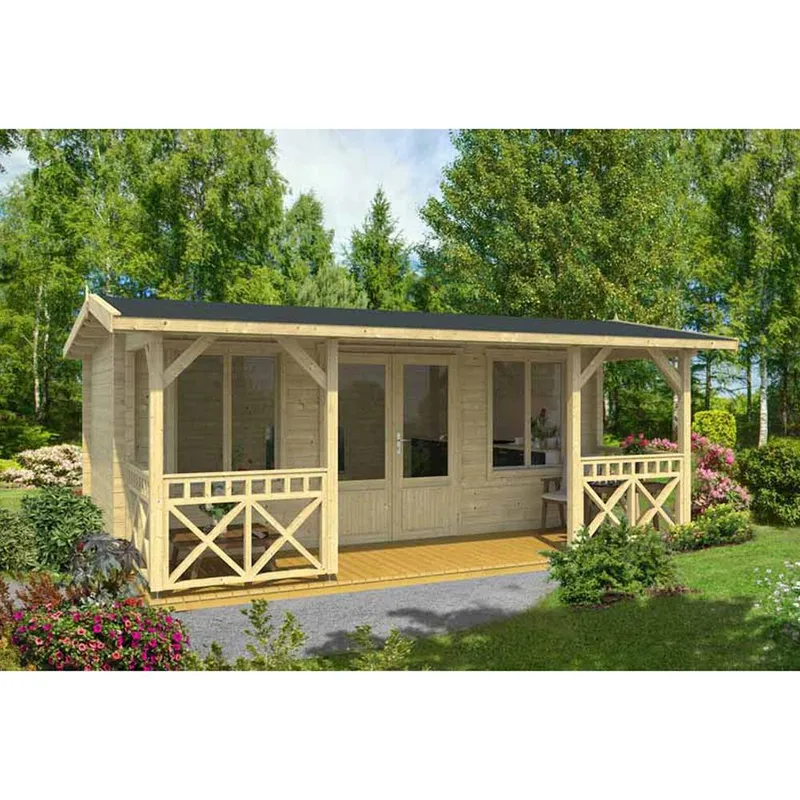 Lasita Maja Ltd Staffordshire 2-Log Cabin, Home Office - L600xW580xH244.8 cm in Natural Natural