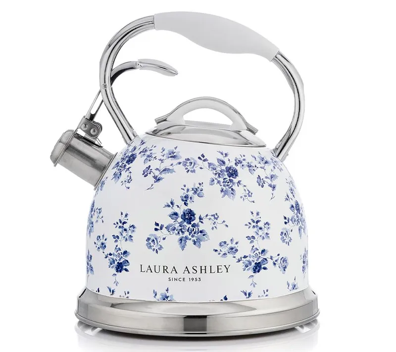 Laura Ashley VQSBNK057LACR Traditional Stovetop Kettle - China Rose, White