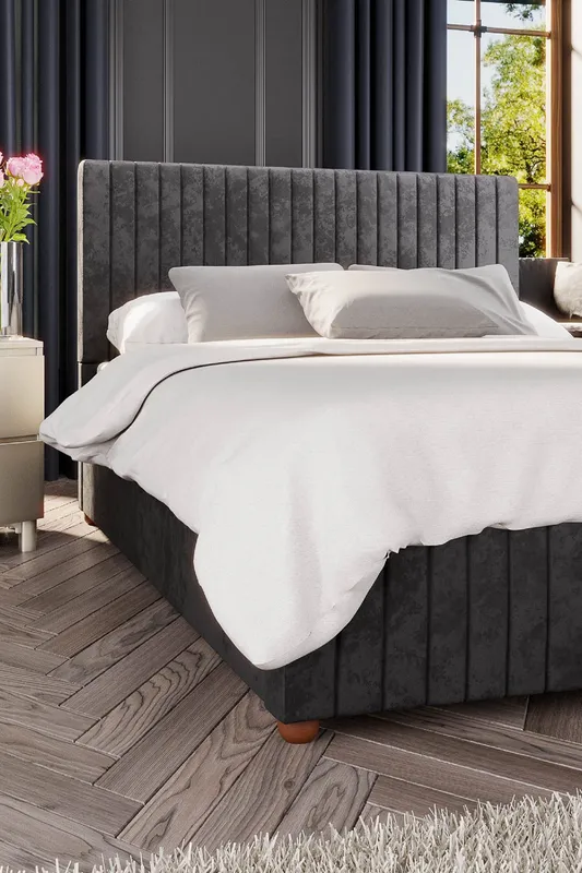 Laurence Llewelyn-Bowen Estella Ottoman Storage Bed in Mirazzi Velvet Fabric, Custom Made in Black Size: Super King Black Super King