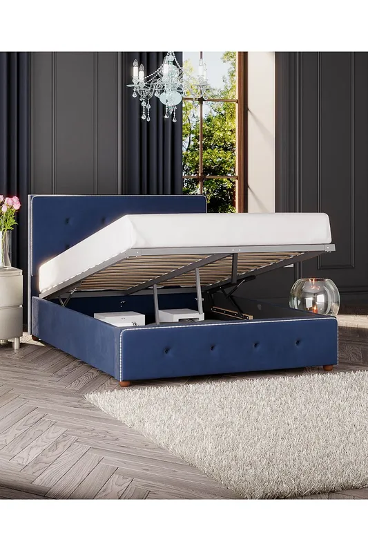 Laurence Llewelyn-Bowen Upholstered Ottoman Bed Navy Single (3')
