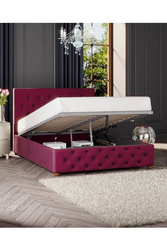 Laurence Llewelyn-Bowen Upholstered Ottoman Bed Berry Super King (6')