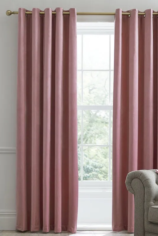 Laurence Llewelyn-Bowen Montrose Blackout Ready Made Eyelet Curtains Blush