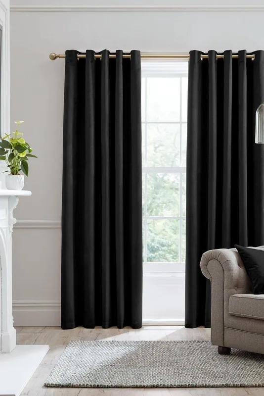 Terrys Laurence Llewelyn-Bowen Montrose Ready Made Eyelet Blackout Curtains Black