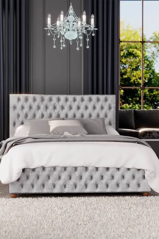 Laurence Llewelyn-Bowen Upholstered Ottoman Bed Silver Double (4'6)