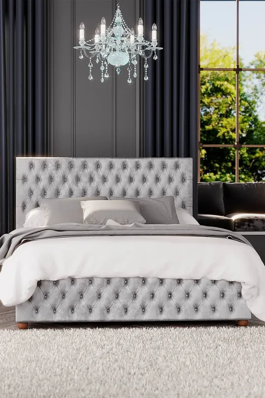 Laurence Llewelyn-Bowen Upholstered Ottoman Bed Silver Kingsize (5')