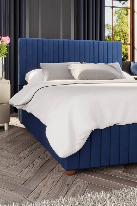 Laurence Llewelyn-Bowen Upholstered Ottoman Bed Navy Kingsize (5')