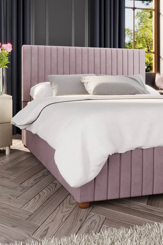 Laurence Llewelyn-Bowen Unisex Estella Ottoman Storage Bed in Plush Velvet Fabric, Custom Made in Rose Size: Super King Rose Super King female