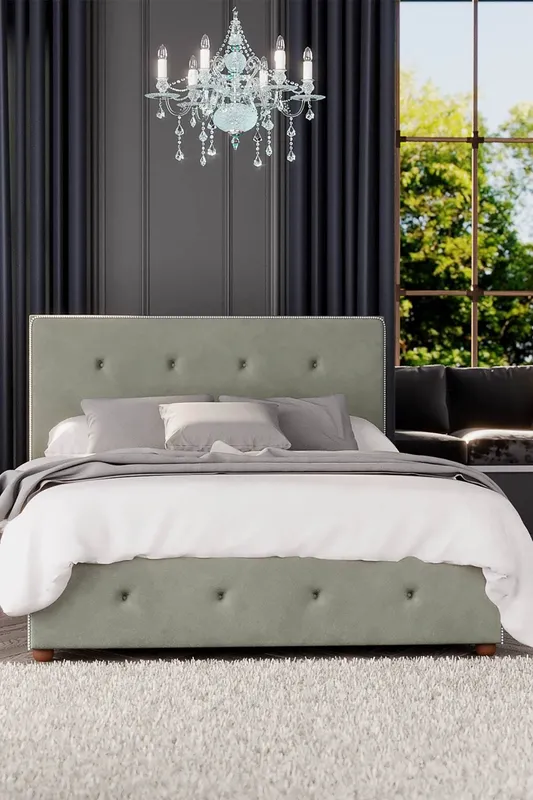Laurence Llewelyn-Bowen Unisex Hesper Ottoman Storage Bed in Plush Velvet Fabric, Custom Made in Duck Egg Blue Size: King Duck Egg Blue female
