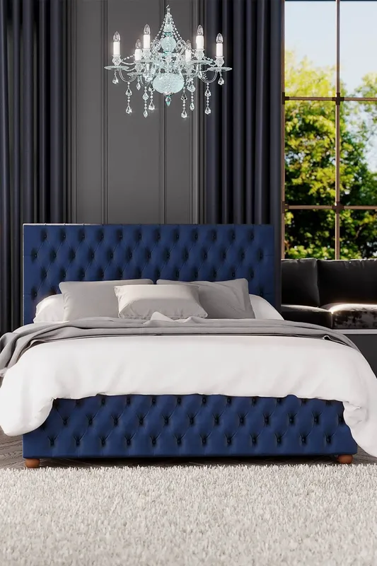 Laurence Llewelyn-Bowen Upholstered Ottoman Bed Navy Single (3')